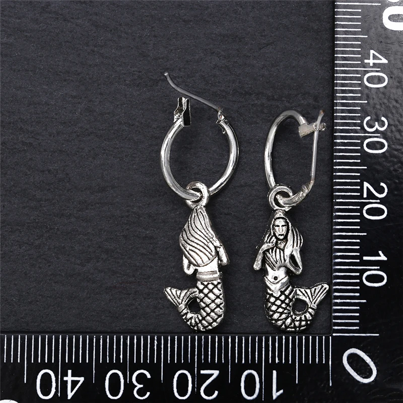 SOHOT Cute Animal Snake Fish Shark Tortoise Mermaid Seahorse Pendant Women Drop Earrings Chic Silver Color Unisex Punk Brincos