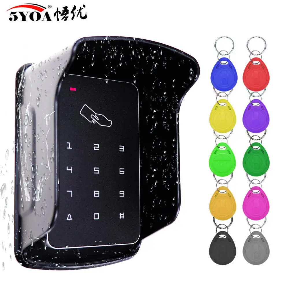 RFID Access Control Standalone Controller Keypad Keyboard System Waterproof Rainproof Cover Outdoor Door Lock Opener Card Reader