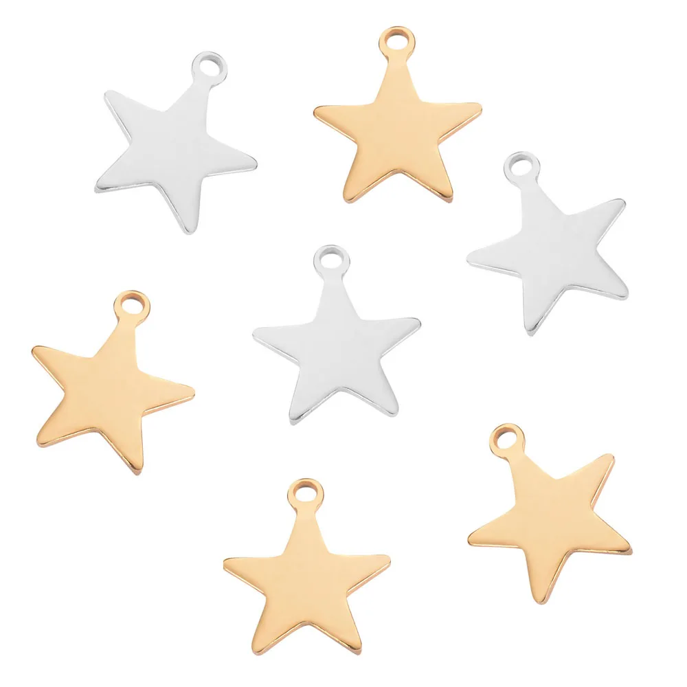 50 Teile/los Edelstahl Blank Tags Tiny Star Charms Anhänger DIY Für Halskette Armband Schmuck Machen Zubehör – Detail 2
