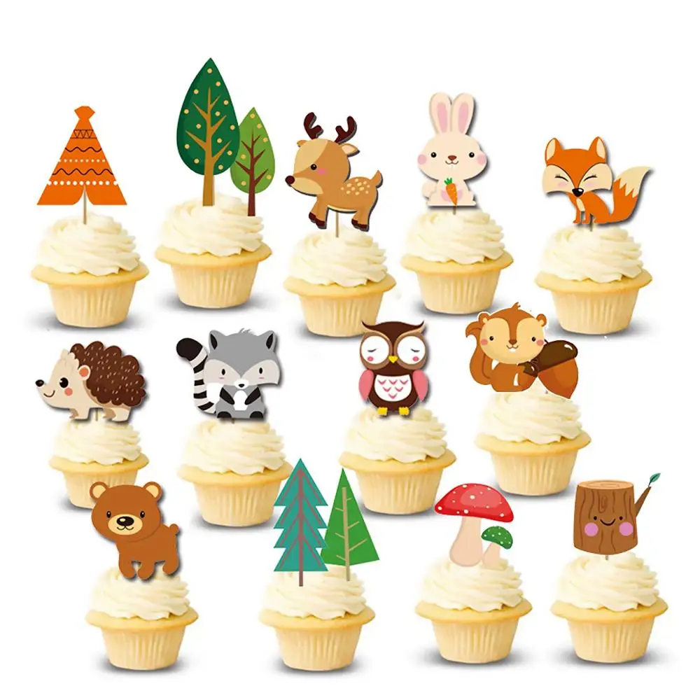 

Staraise Woodland Animal Creatures Cake Toppers for Woodland Birthday Party Baby Shower Decor Kids Birthday Party Supplies