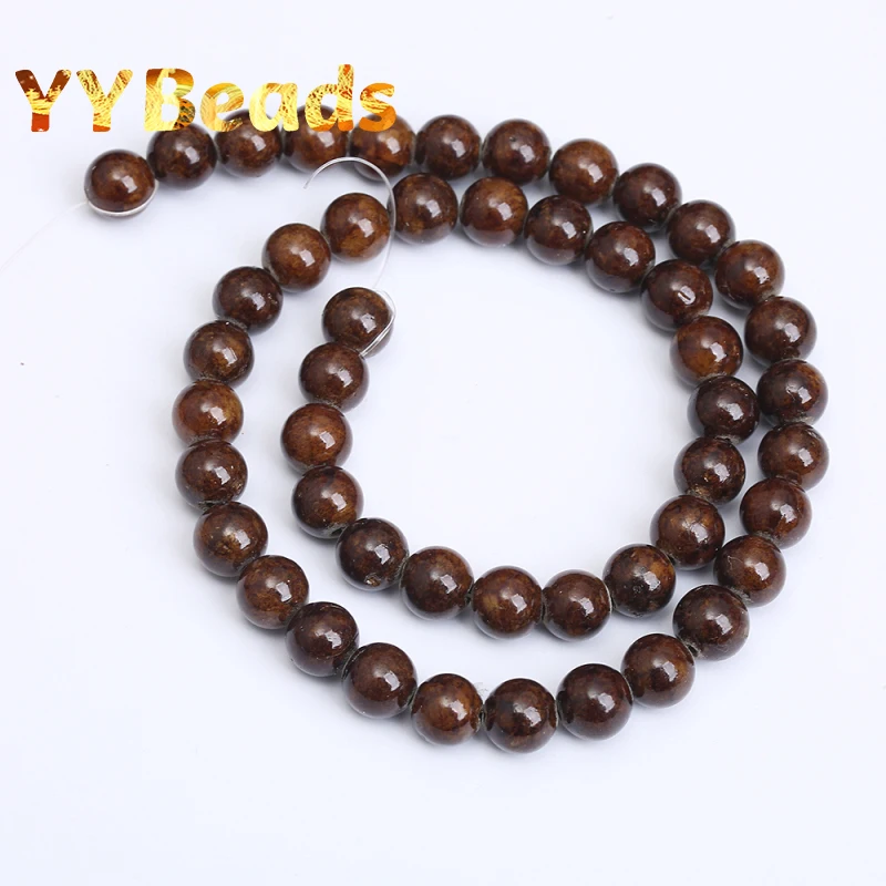 High Quality Natural Dark Brown Jades Chalcedony Beads 6mm-12mm Loose Charm Beads For Jewelry Making DIY Bracelets Necklaces 15\