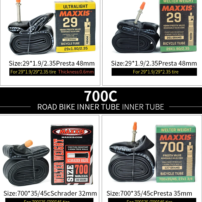 1pc Ultraleicht MAXXIS 26 Fahrrad Innenrohr Alle Größe16 20 26 27,5 29 AV FV Presta Stab Blow Proof MTB rennrad Schlauch Kamera Reifen – Detail 9