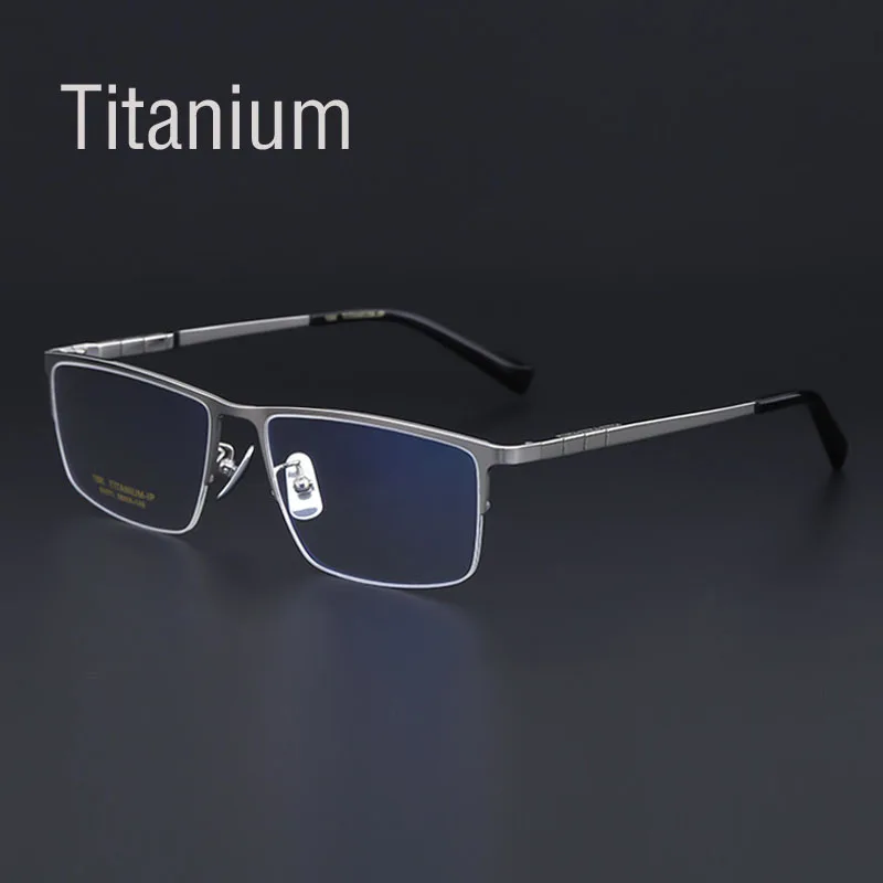 Pure Titanium Glasses Frame Men Titanium Alloy Prescription Eyeglasses Silver Super Light Spectacles Optical Glasses Frame