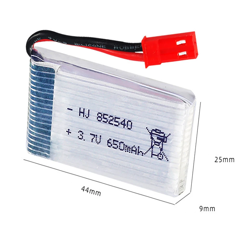 Bateria de polímero Lipo para Drone, Peças sobressalentes Quadrotor RC, Bateria recarregável, 3.7 V, 650mAh, 2-6pcs, Syma X5c, X5c-1, X5, H5c