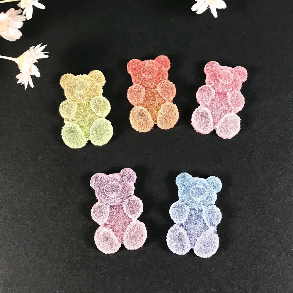 20pcs 17*11mm Multicolor Flatback Epoxy Resin gummy Bear Candy  For Necklace Keychain Pendant  DIY Making Accessories