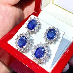 Huitan Luxury Blue Cubic Zirconia Dangle Earrings Women for Wedding Engagement Noble Accessories Elegant Lady's Jewelry Gift Hot