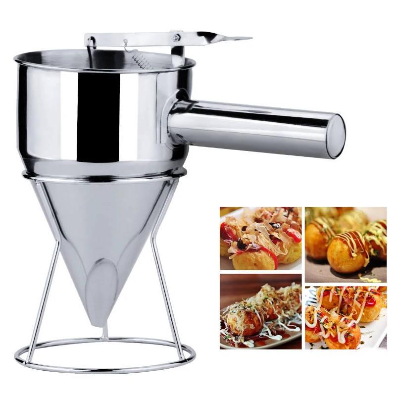 Stainless Steel Piston Fish Ball Dispenser Octopus Ball Funnel And Shelf Kitchen Cupcake Pancake Batter Sauce Cream Separator