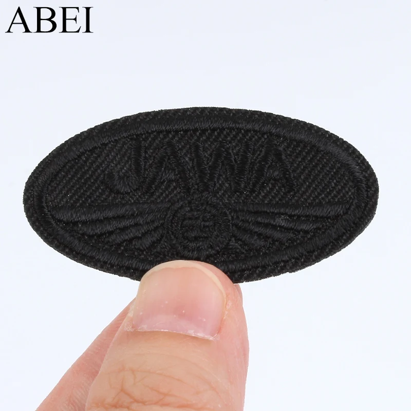 10pcs Iron On Oval Black Patch Embroidery Clothing Stickers DIY Jeans Pants Coats Sewing Fabric Appliques Garments Badge