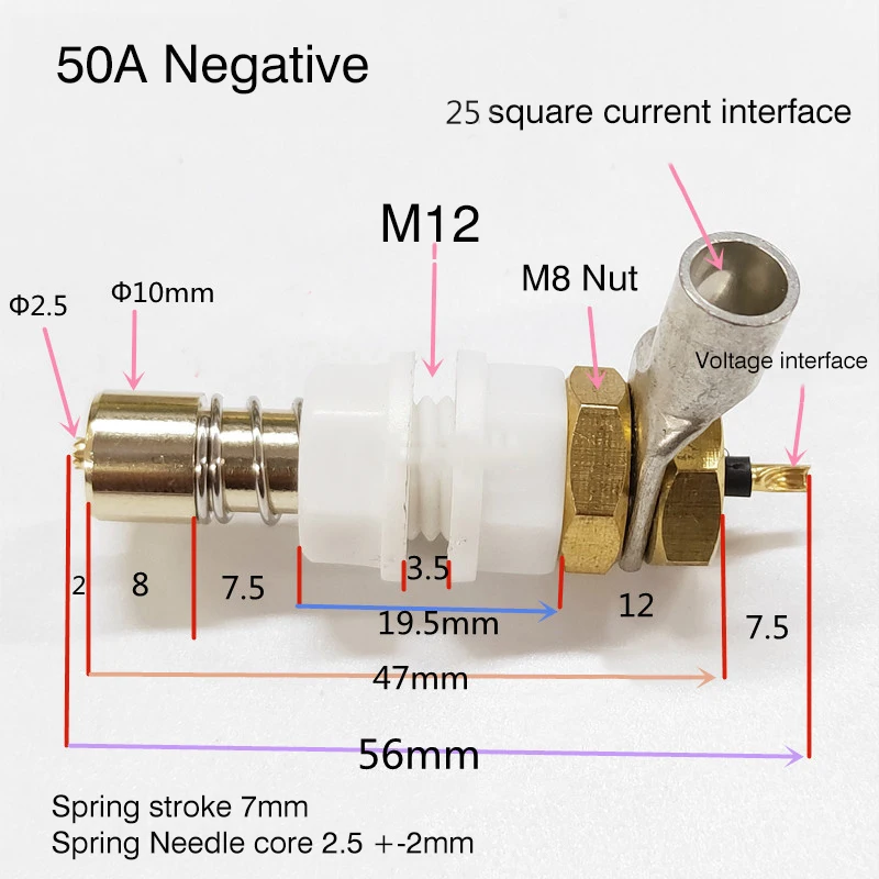 18650 Battery Negative Test Rack Probe 50A Battery Needle Thimble Test Four Wire 50A High Current Thimble Positive Pin