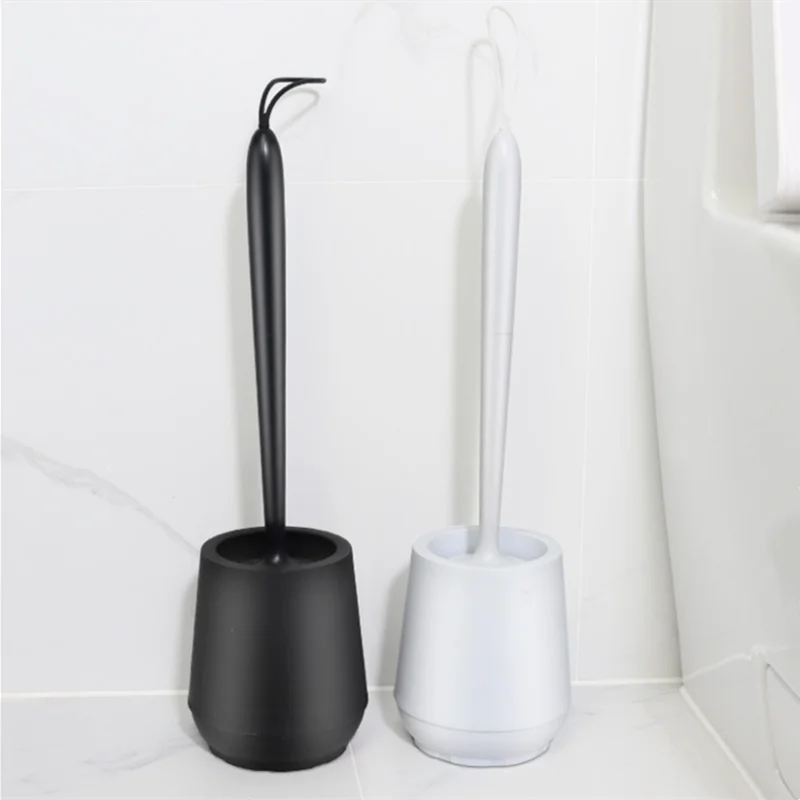 New Creative Toilet Brush Set Plastic Silicone No Dead Corner Soft Bristles Cleaning Brush Bathroom Toilet Long Handle Brush