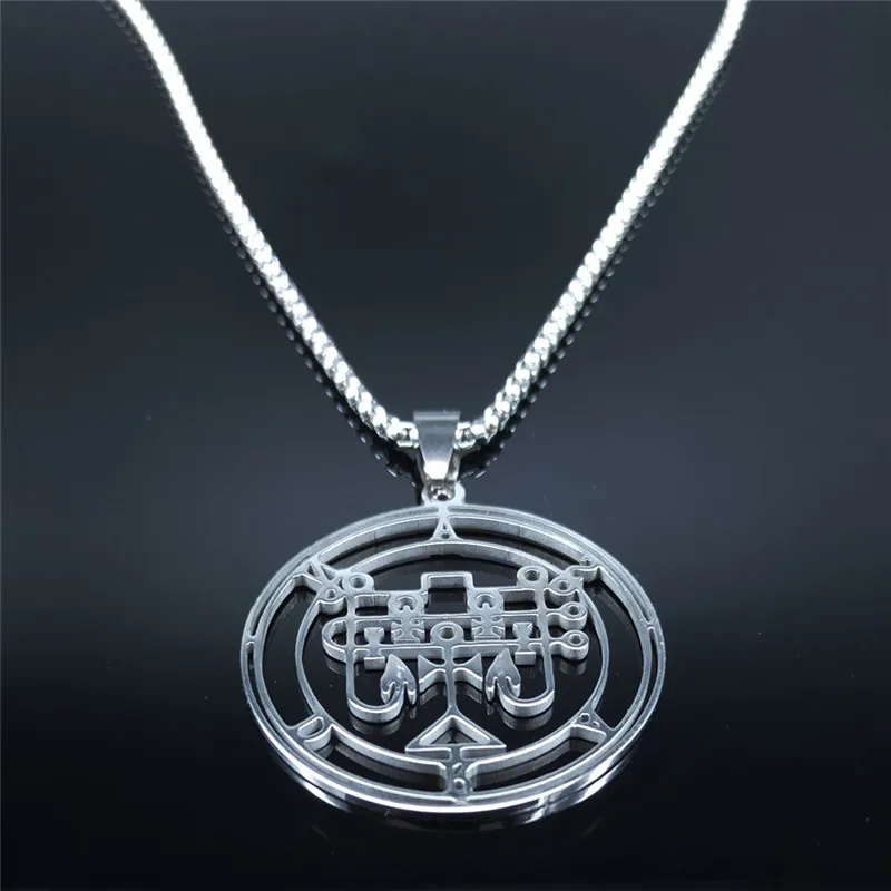 2024 New Stainless Steel Demon Seal Necklace Silver Color Satan ANDRAS for Necklace Men/Women Jewelry collar mujer 1341 - Image 3