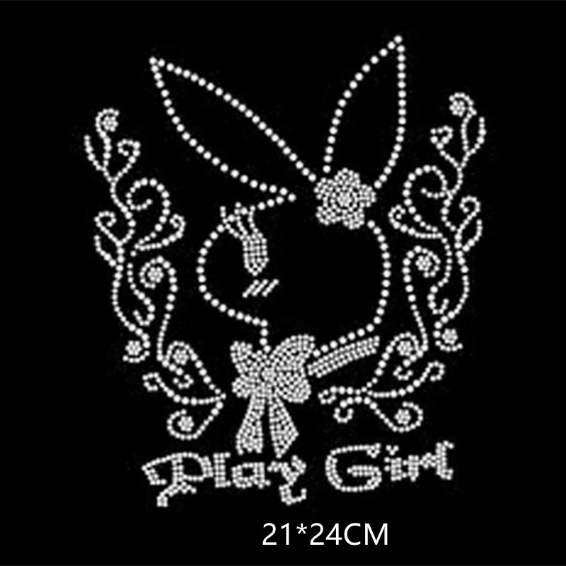 2 pz/lotto Bunny design patch di pietra hot fix strass ferro su trasferimenti di cristallo design hot fix strass trasferimenti