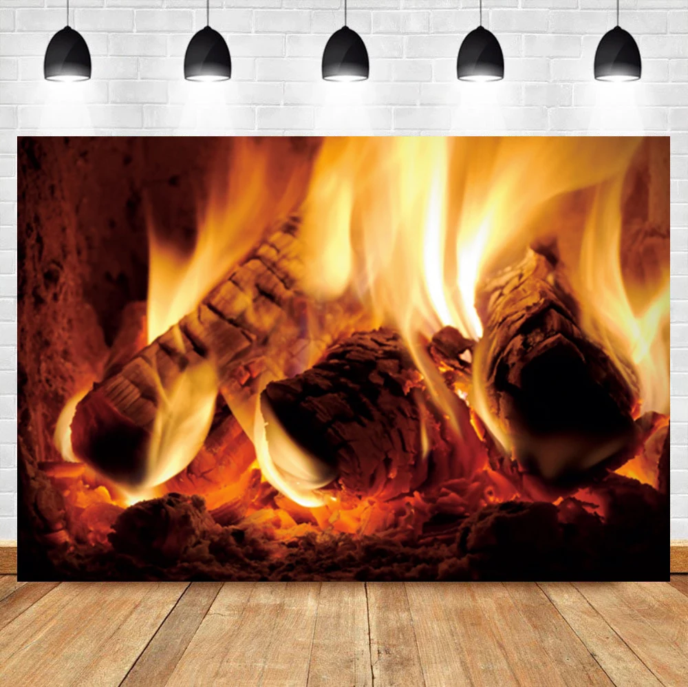 Laeacco Kamin Holz Flamme Weihnachten Neugeborenen Geburtstag Porträt Foto Fotografie Hintergrund Foto Hintergrund Für Foto Studio