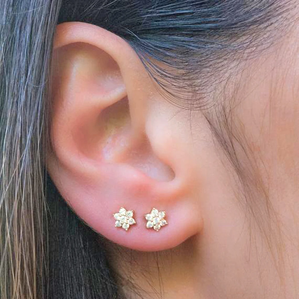 الجراحية الصلب الأذن الزنمة الغضروف ثقب ذهب بلوري مطلي القمر ستار اللولب الغضروف القرط محارة الزنمة مسمار ثقب #5