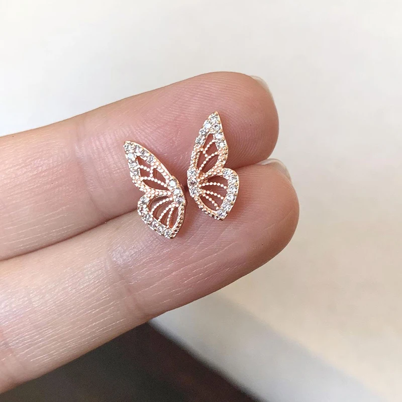 CRMYA Dainty Cubic Zirconia Crystal Gold Plated Butterfly Wing Stud Earrings Fashion Jewelry