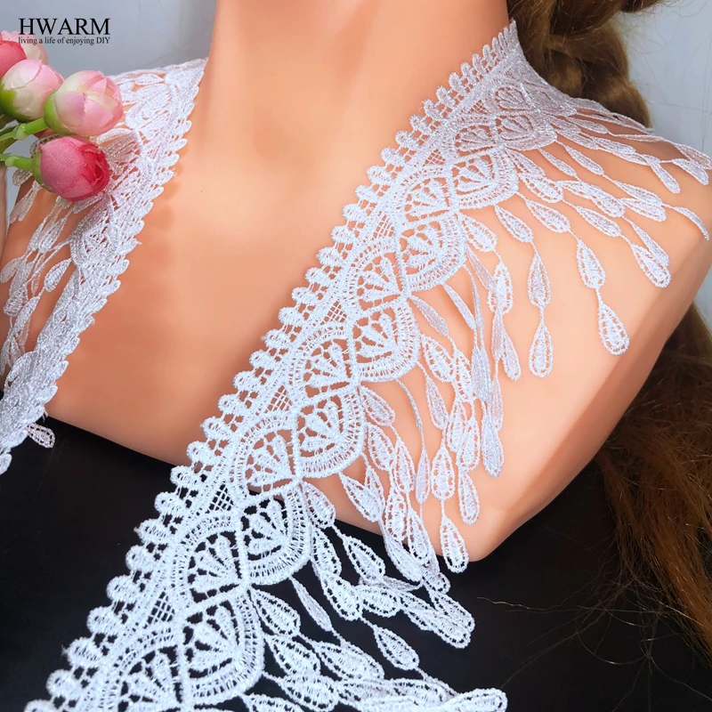 HWARM 5yard 8.8cm nappe bianche tessuto di pizzo nastro gonna da sposa accessori di abbigliamento fai da te classico poliestere codice a barre pizzo