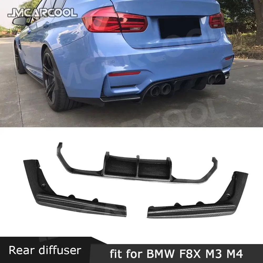 Car Rear Diffuser Bumper Lip Splitter Spoiler for BMW 3 4 Series F80 M3 F82 F83 M4 2014- 2019 V Style ABS Anti-crash Cover Part