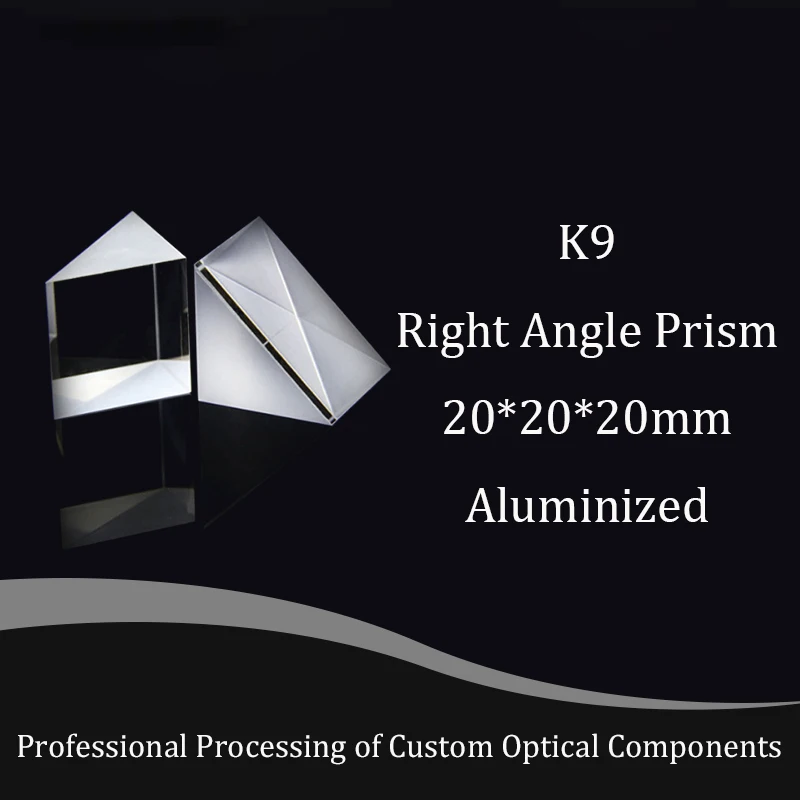 Right Angle Prism Optical H-K9L Glas  Prisms 20x20x20mm External Reaction Prisms Aluminized Mirror Reflective Surface Experiment