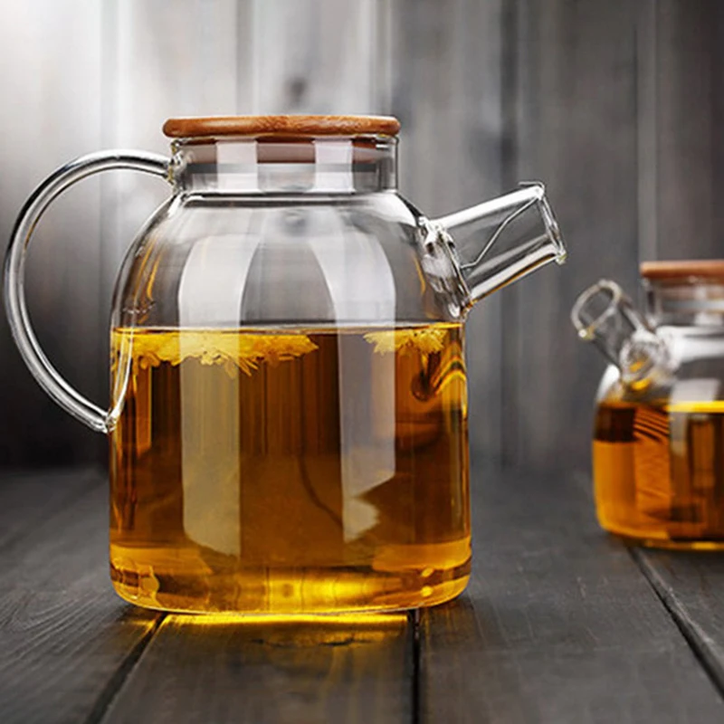 Creative Glass Teapot Large Capacity Cold Water Jug Tea Pot Fruit Juice Green Tea Container Transparent Kettle Practical Teaware