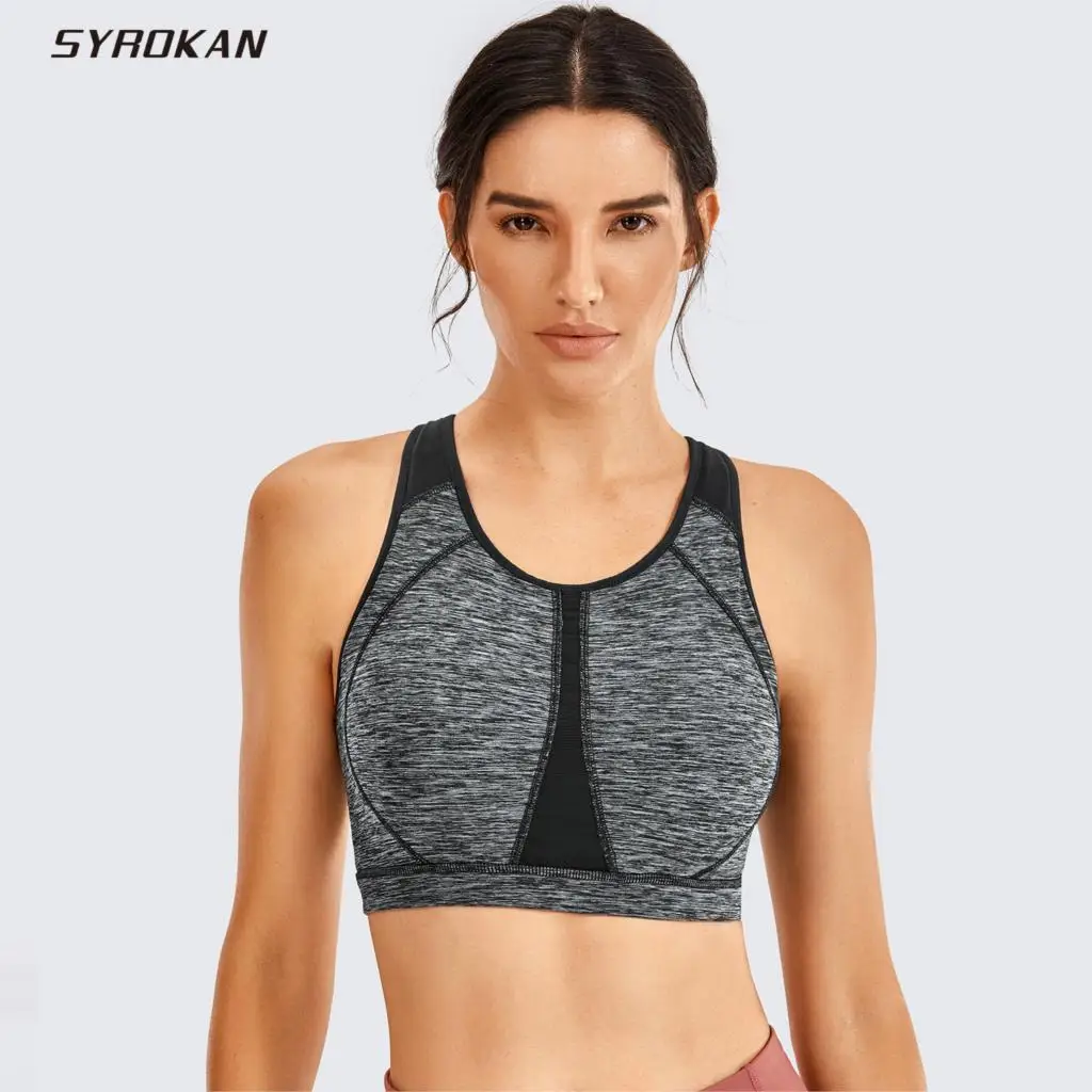 

SYROKAN Women's High Impact Padded Supportive Wirefree Full Coverage Sports Bra