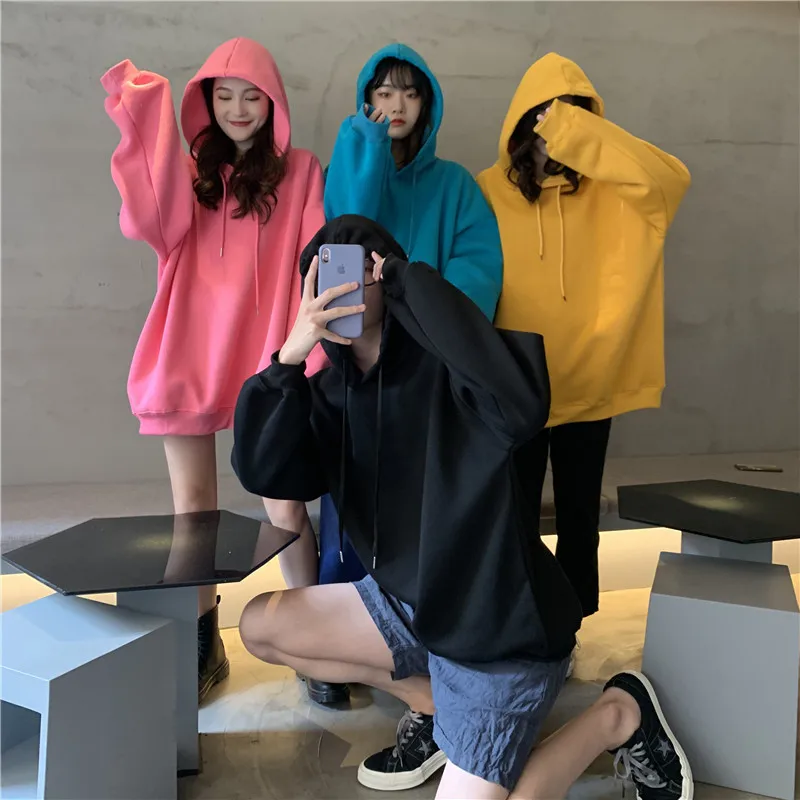 

Hoodies Women Korean-style Solid Color Pullover hoodies women Plus Velvet Padded Hoody Hoodie Full Sleeve hooded sweatshirt