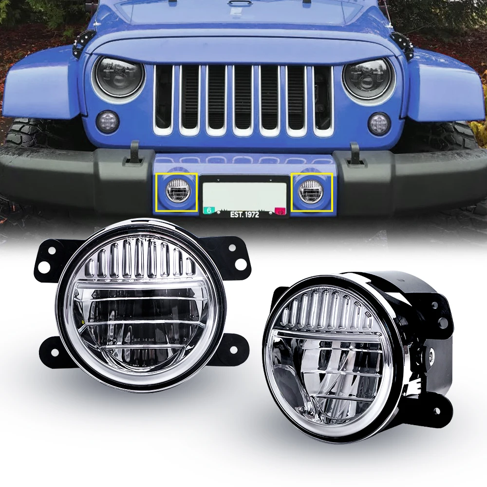 

2PCS 4Inch Round Led Fog Lights 30W 6000K White Halo Ring DRL Off Road Fog Lamps For Jeep Wrangler JK TJ LJ Grand Cherokee lada