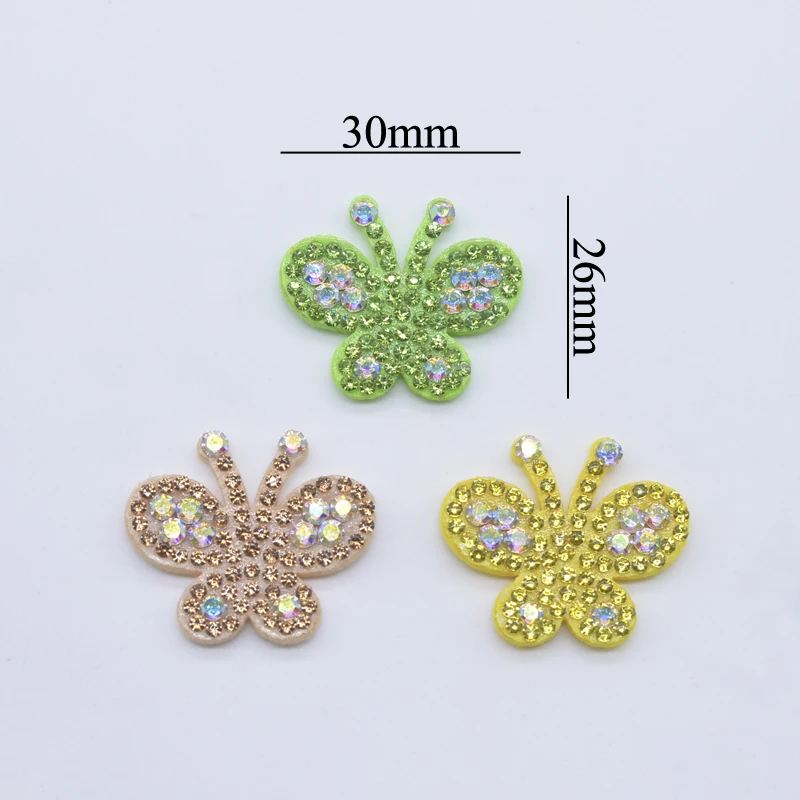 14Pcs 30*26mm Colorful Padded Butterfly Patches Rhinestone for DIY Clothing Accessories Handmade Headwear Bow Decor Appliques