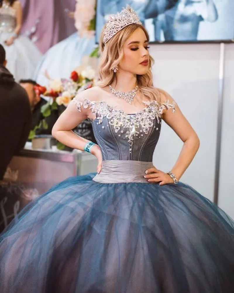 Elegantes Ballkleid Quince anera Kleid von der Schulter Tüll Puffrock süße Festzug Kleider Vestidos de 2023