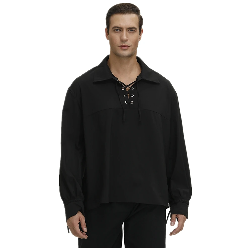 Pirate Shirt Medieval Renaissance Costume for Men Gothic Shirt Adult Men Cosplay Costumes Lace Up Shirts White Black Red Blue