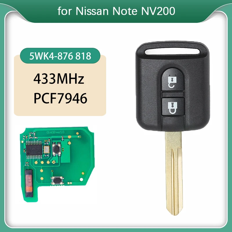 CN027017 Replacement For N-issan Qashqai, Micra 2003+ Key Head Remote 28268-AX61A 433MHz ID46 Chip