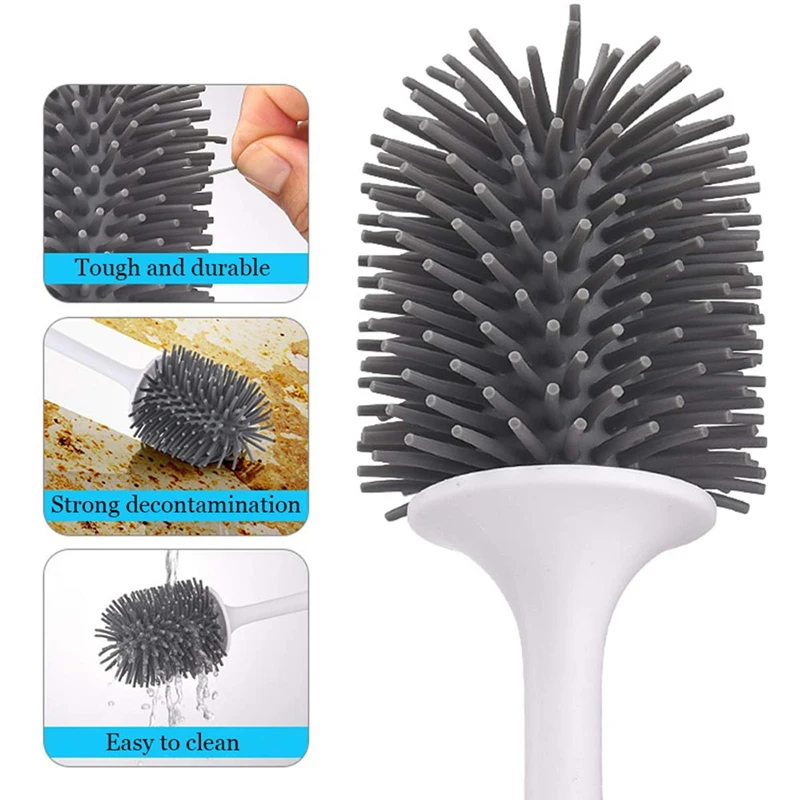 Conjunto De Escova De Banheiro De Parede De Silicone, Cerdas Macias, TermoPlástico, Borracha, Kit TPR, Durável, Banheiro, Ferramenta Limpa