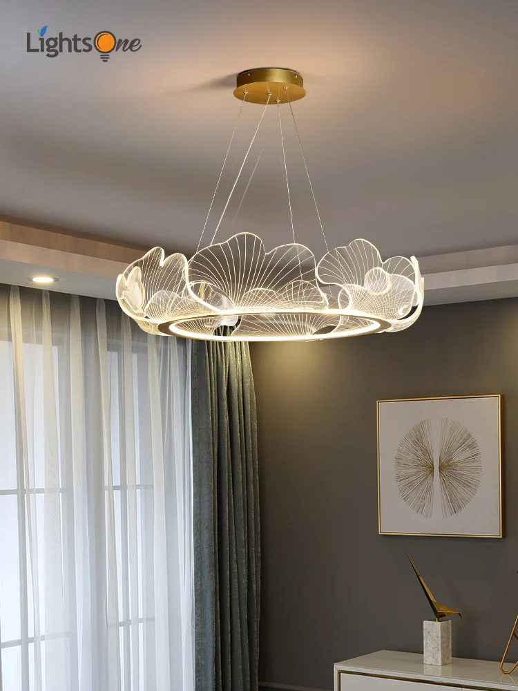 Postmodernistyczna lekka luksusowa żyrandol do salonu nowoczesna minimalistyczna jadalnia sypialnia nordic lotus leaf lamp