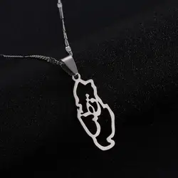 Stainless Steel Silver Color Qatar Country Map Pendant Necklace State of Qatar Map Chain Jewelry