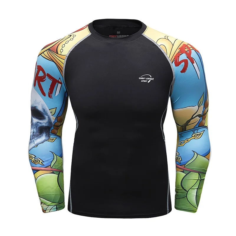 Cody Lundin Men's Splice Sun Protection UPF 50+ Skins Rash Guard Long Sleeves Surfing Driving T-shirts Men Gym Fitness Tees