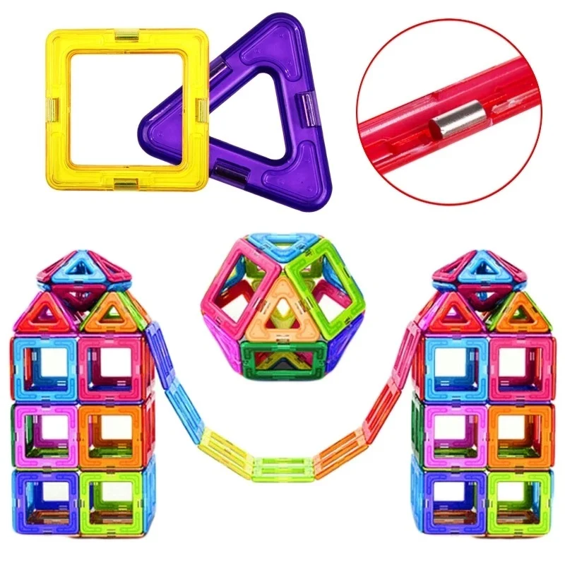 Big Size Magnetic Constructor Magnet Building Blocks 30-200PCS Magnetic Designer Construction Set Educational Toys for Kids