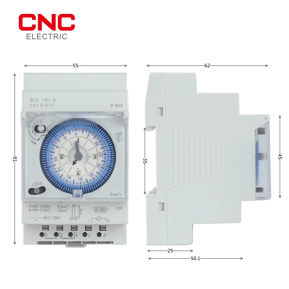 CNC SUL181d Time Relay 220V 24-hour Industrial Time Control Switch Track Installation Mechanical Timer