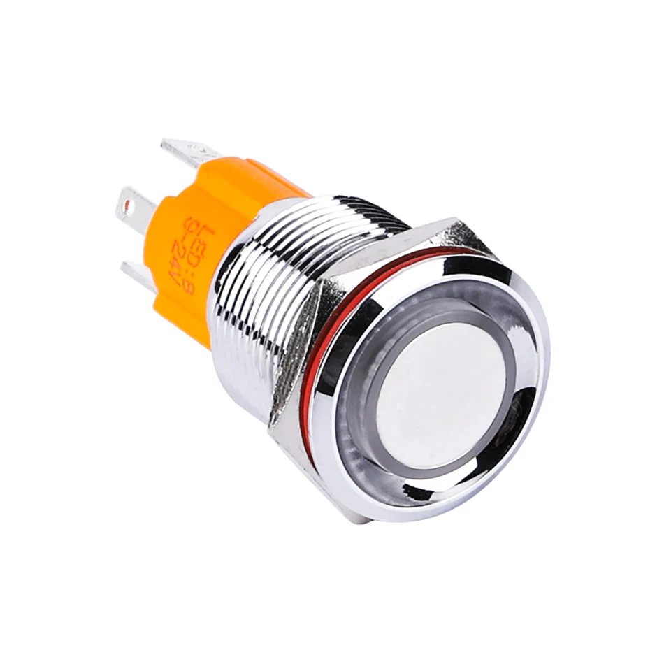 

Ring LED Illuminated Momentary IP67 Power Switch Flat Head 16MM Metal Waterproof 10A Push Button Switch