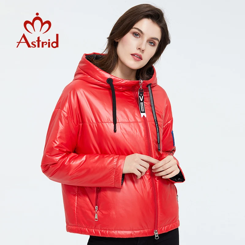 Astrid 2022 Spring  Women Parka  with cap design Thin Cotton Casual outerwear high quality  Short clothing Bright Color ZM-3083