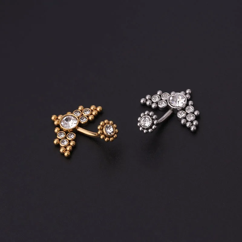 2021 New titanium stainless steel navel piercing ring women statement body piercing jewelry Rhinestone belly button rings