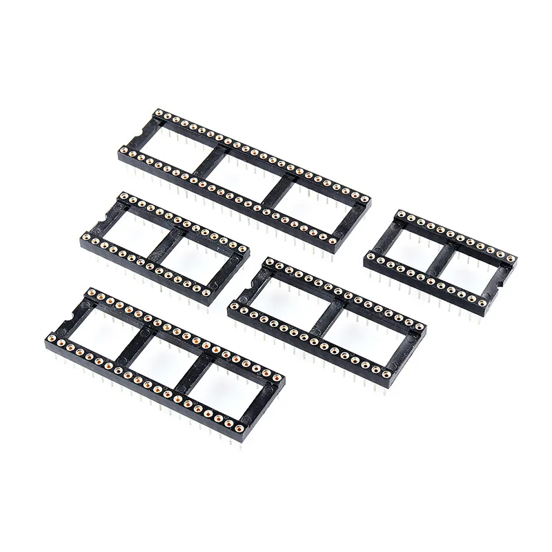 10PCS DIP IC Socket Adapter Integrated Block Straight Plug DIP Microcontroller Chip Round Hole Base  6P ~ 40P Solder Type