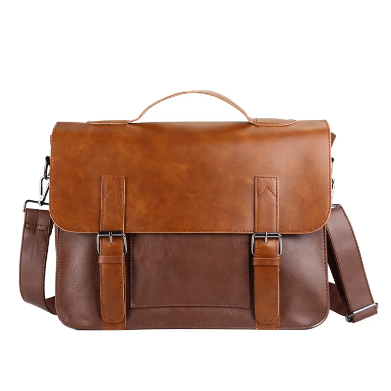 Men's Cowhide Leather Briefcase Mens Genuine Leather Handbags Crossbody Bags High Quality Luxury Business Messenger Bags Laptop
