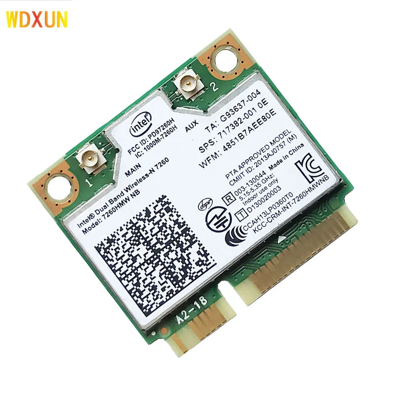 Dwuzakresowy dla intel wireless-n 7260 7260hmw pół mini pci-e 300 mb/s karta wifi dla notebooka 2.4GHz 5GHz 7260NB