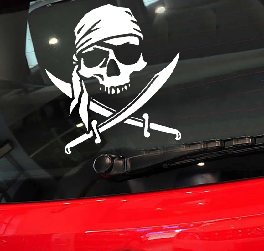 Personalized waterproof Skull Pirate sticker and personalized off-road modeling PVC car fun decoration Decal 30-28.3cm