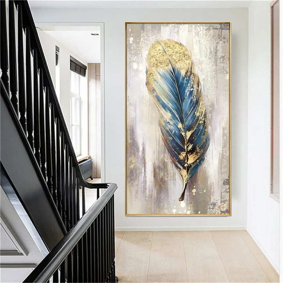 

Gold foil home decoration professional hand-painted oil painting modern abstract canvas painting corridor aisle wall art strokes