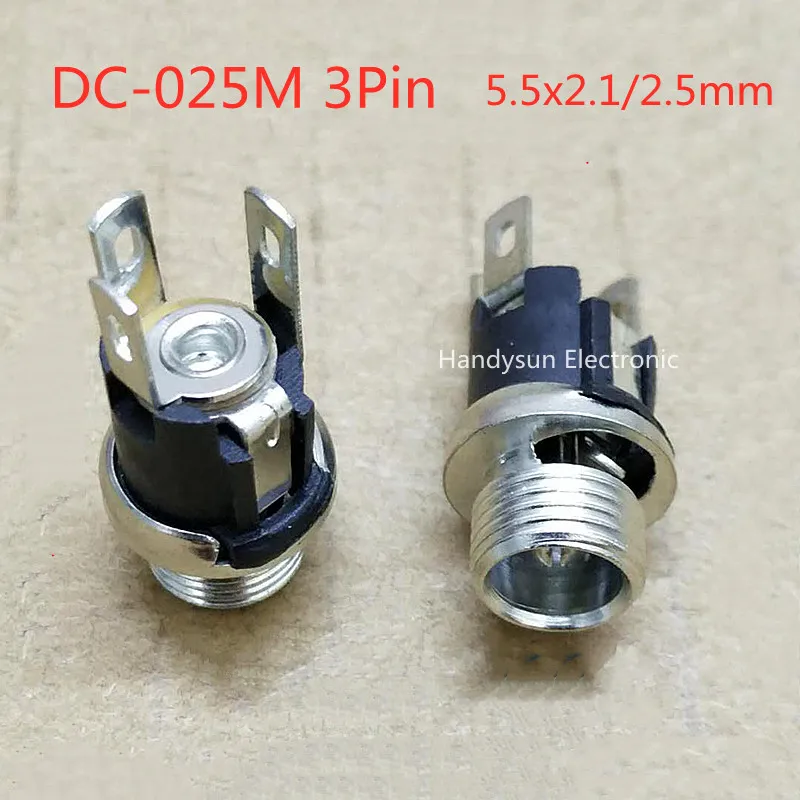 DC-025M ซ็อกเก็ต DC Power 5.5X2.1Mm แนวตั้งด้วยอ่อนนุชปะเก็นทองแดงแผงยึดอะแดปเตอร์