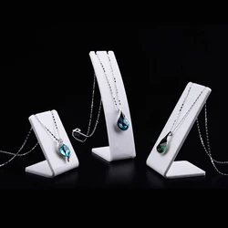 Fashion White Acrylic Necklace Jewellry Display Stand Holder Earring Pendant Exhibition Shelf 3 Sizes Jewellery Storage Showcase