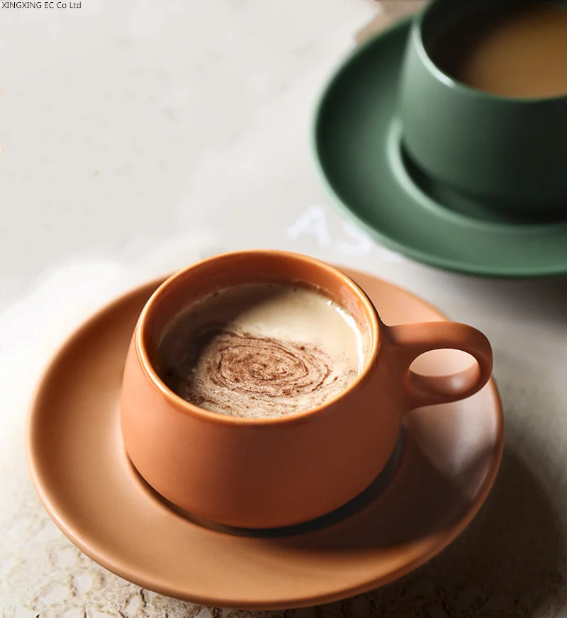 Nordic Simple Coffee Cup Ceramic Italian Style 130ml Small Capacity Mini Coffee Cup and Saucer Set Super Espresso Appliance