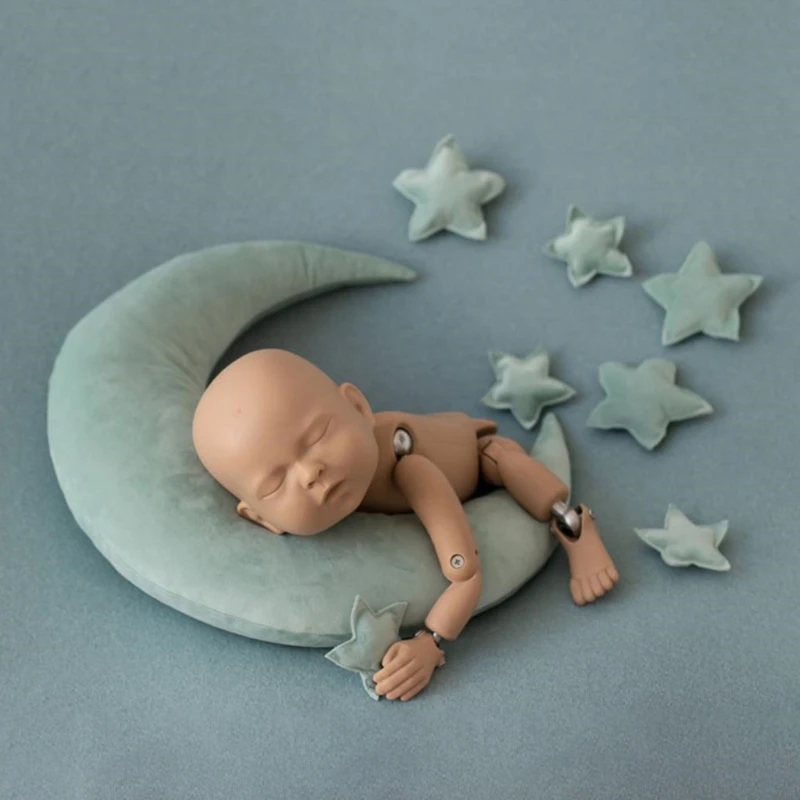 Newborn Photography Props Baby Posing Moon Stars Pillow Square Crescent Pillow Kit Infants Photo Shooting Fotografi Accessories