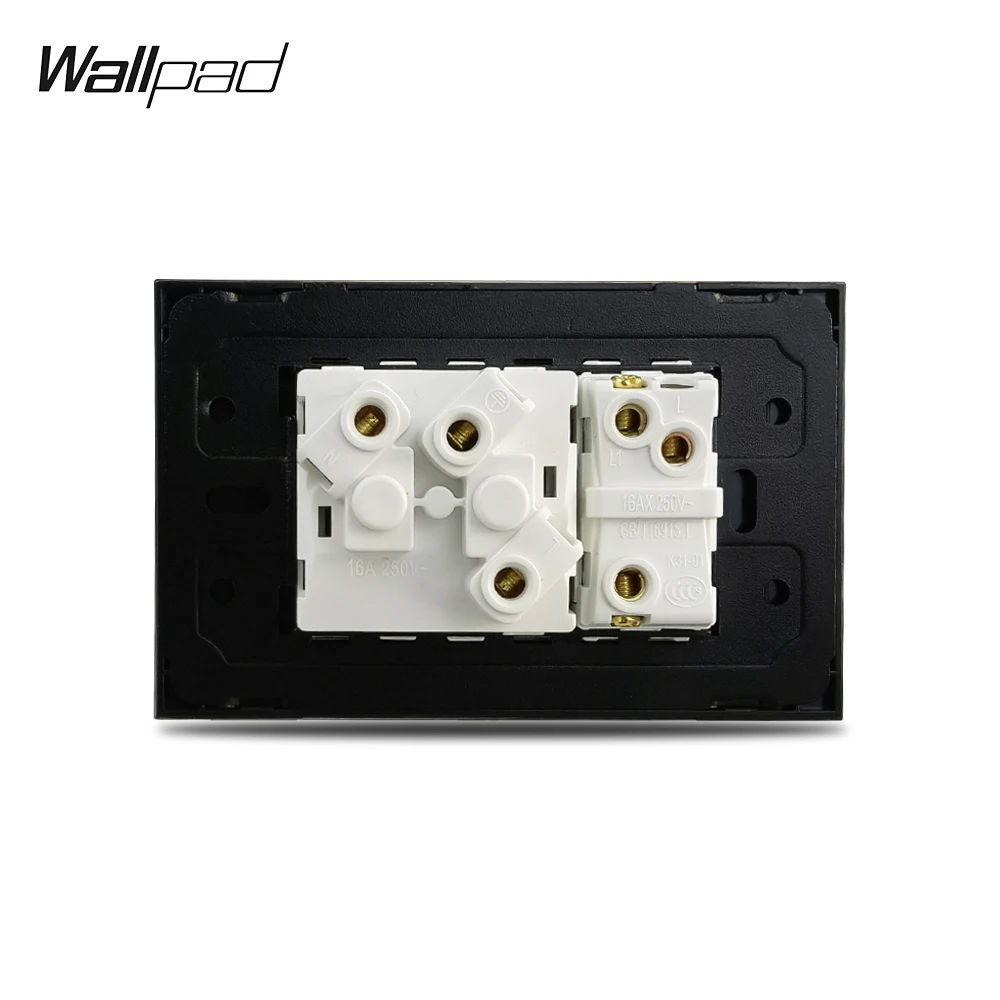 118*72mm 1 Gang Switch and EU Wall Socket Wallpad L3 Black Aluminum Panel 1 Gang On Off Light Switch and German Outlet