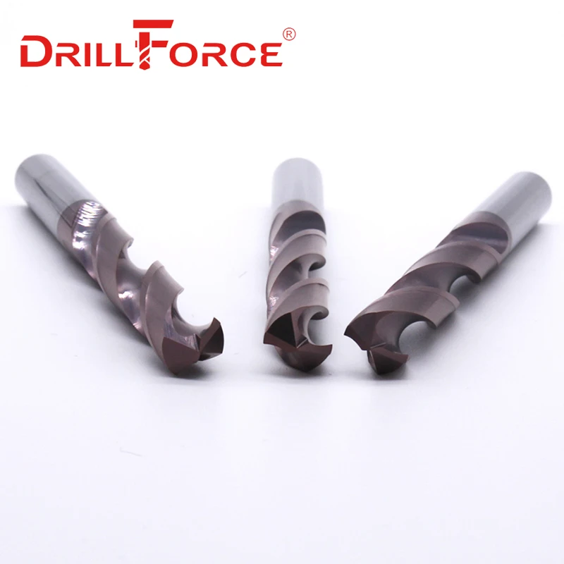 Drillforce 3PCS 2mm-9mmx80mm OAL HRC65 Vhm Bohrer Set, spirale Flöte Twist Bohrer Für Harte Legierung Edelstahl Werkzeuge